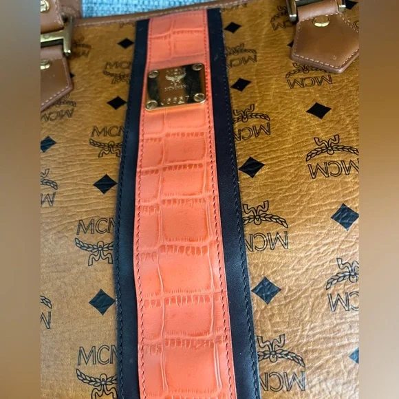 MCM Cognac and Orange Visetos Tote - Picture 8 of 15